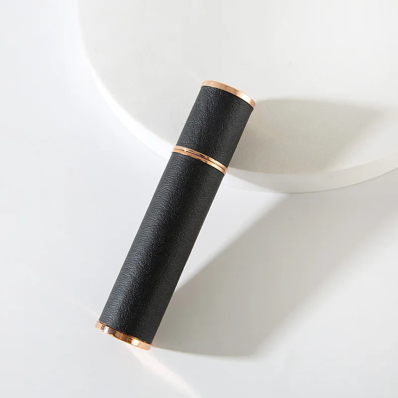10ml Luxus Leder Glas Parfüm Sprayflasche – Tragbarer Nachfüllbarer Mini Atomizer | Reise-Parfüm Nachfüllbehälter Kaufschwan® Schwarz Gold