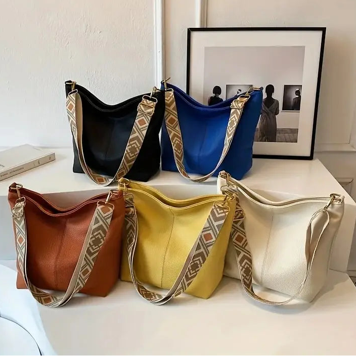 Schlichte Damen Crossbody Tasche mit Großem Fassungsvermögen – Lässige Multifunktionale Pendler Tasche | Schultertasche mit PU Leder Struktur Kaufschwan®