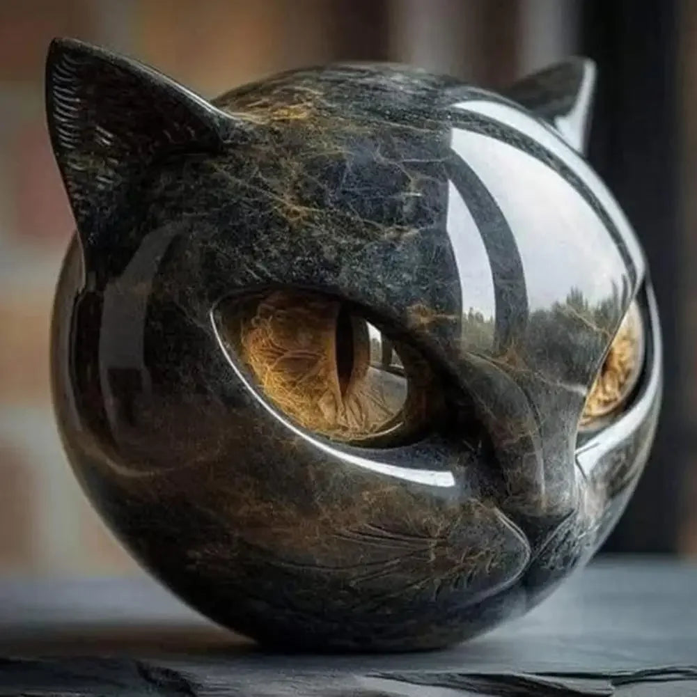 Schwarze Marmor Katzen Skulptur – Tischdekoration Katzenstatue für Zuhause, Fenster und Partys Kaufschwan®