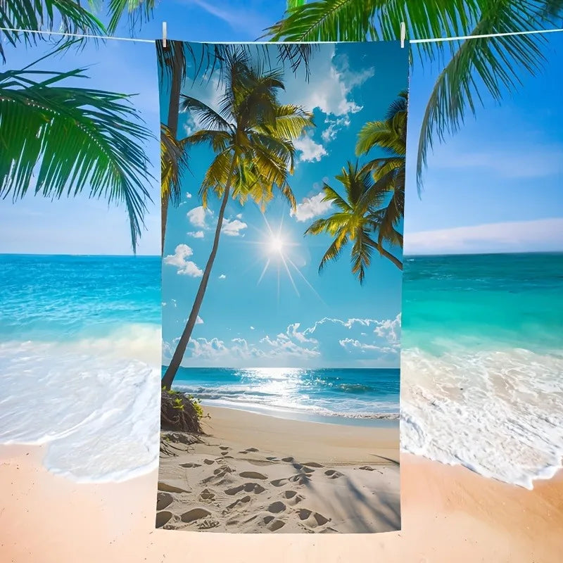 Beach Paradise Großes Strandtuch – Stilvolles Tropisches Palmenmotiv | Weiches & Saugfähiges Handtuch für Strand, Bad & Pool Kaufschwan®