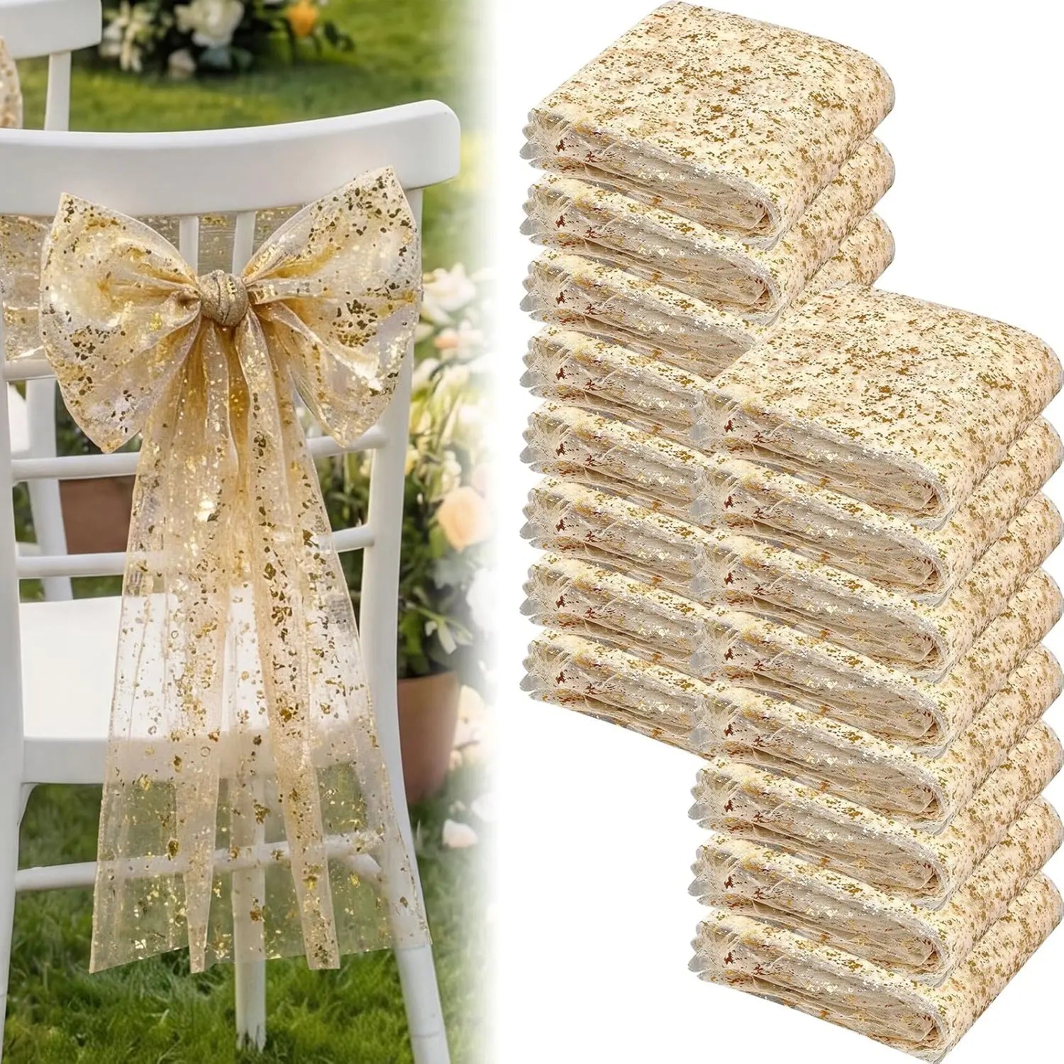 Goldfolien Stuhlschleifen – Glänzende Metallic Schleifen für Hochzeit & Events Kaufschwan® Gold 70x200cm 10 Stück