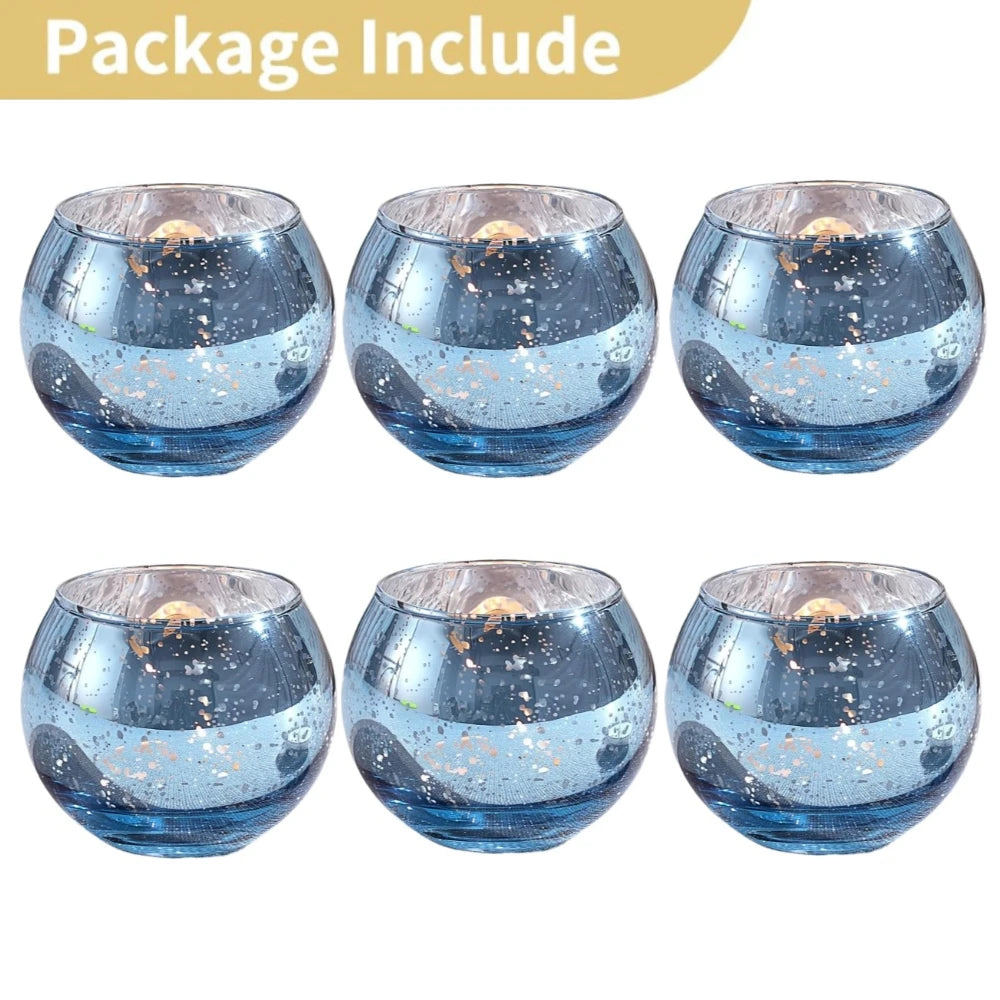 6 / 12 Stück Mercury Glas Teelichthalter – Bunte Kreative Kerzenhalter für Wohndeko, Hochzeit & Party Tischdekoration Kaufschwan® 6 Stück Blau