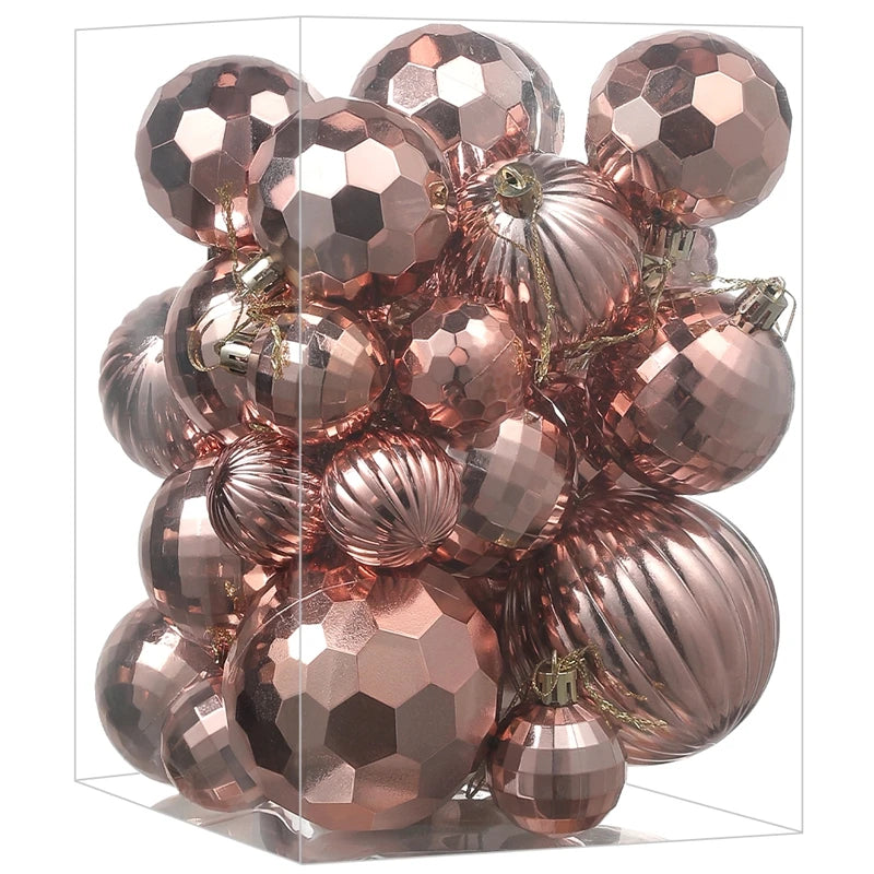 30 Stück Weihnachtskugeln – 4/6/8CM Bruchsichere Kunststoff Kugeln | Weihnachtsbaum Deko für Zuhause & Neujahr Kaufschwan® Roségold 4-8cm