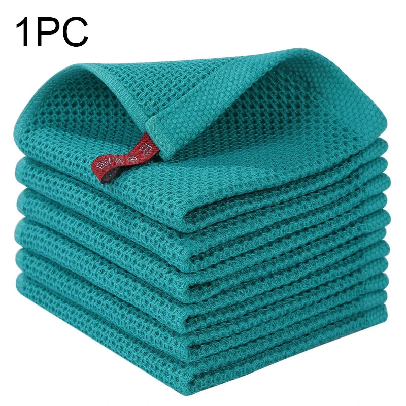 100% Baumwolle Küchentuch – Ultra Weiches Waffel Honigwaben Reinigungstuch | Saugfähiges Küchenzubehör für Haushalt Kaufschwan® Blaugrün 25x25cm