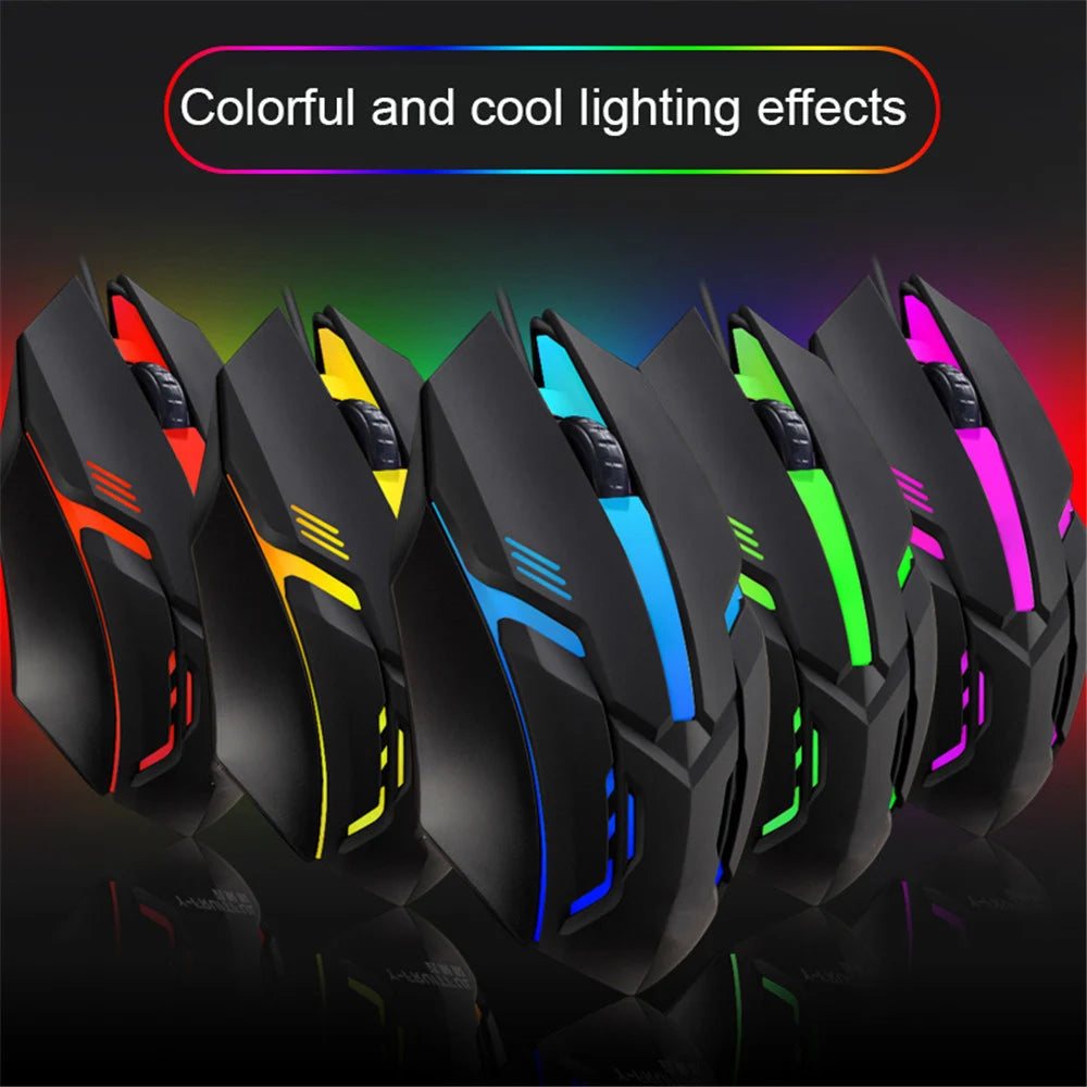 E-Sports USB Kabel Gaming Maus – Bunte LED Optische Maus 5000 DPI | Kabelgebundene Gamer Maus für Desktop, Laptop & PC Kaufschwan®