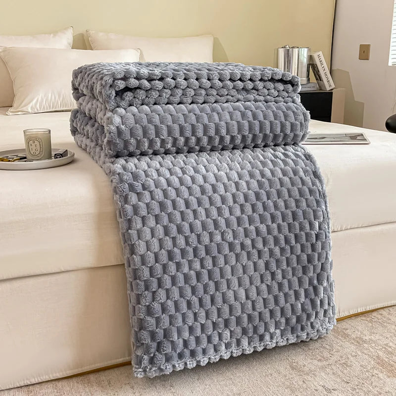 Kariert Weiche Warme Flauschige Samtdecke – Gemütlicher Sofaüberwurf & Bettdecke für Erwachsene, Kinder & Haustiere Kaufschwan® Hellgrau 70x100cm(28x39inch)