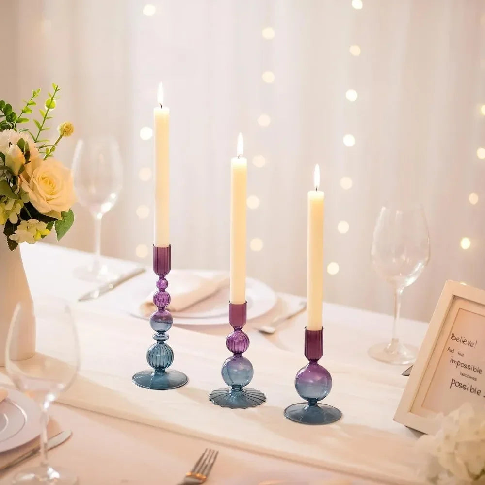 Transparente (3 Stück) Kerzenhalter – Elegante Gewellte Kerzenständer für Stabkerzen zur Wohn- & Party Dekoration Kaufschwan®