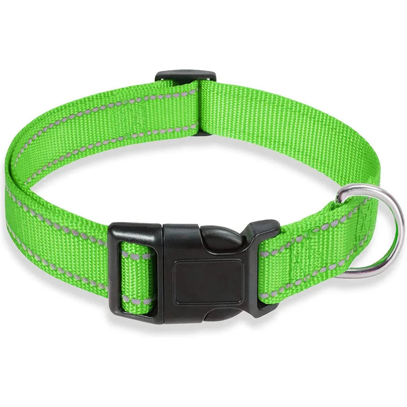 Reflektierendes Nylon Hundehalsband mit Leine Verstellbar Sicherheits Set für Kleine Mittelgroße Hunde Kaufschwan® Grün S 2x25-35cm