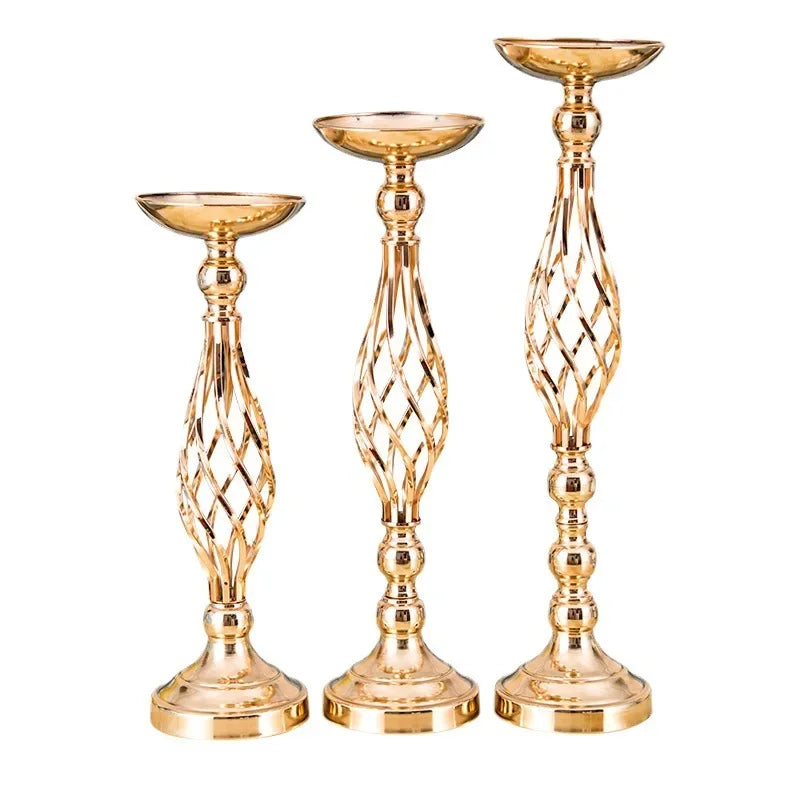 Goldfarbener Eisen Kerzenhalter – Gedrehter Tisch Kerzenständer im Vasenstil für Zuhause, Hochzeit & Blumendekoration Kaufschwan®