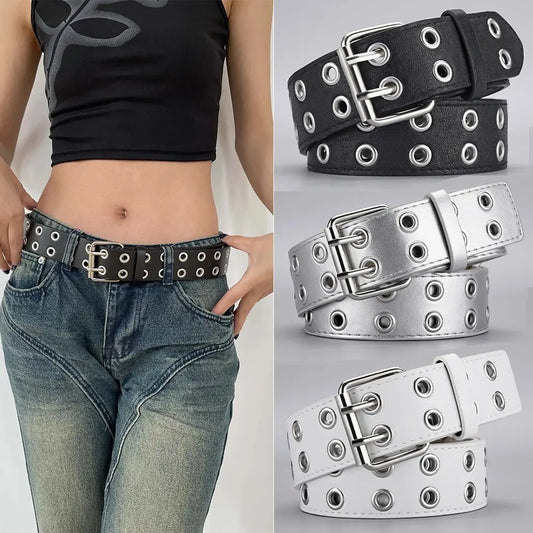 Unisex Doppel-Loch Gürtel – Punk Hip Hop Rock Stil | Trendiger Verstellbarer Gürtel für Männer & Frauen, Subkultur Modeaccessoire Kaufschwan®