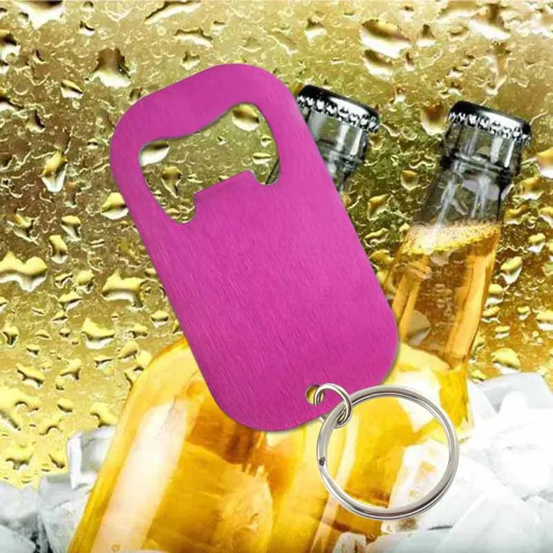 50 Stück Personalisierte Flaschenöffner-Schlüsselanhänger – Kostenlos graviert mit Logo | Edelstahl, Geschenk für Hochzeit, Geburtstag & Taufe Kaufschwan® Pink 50X31mm