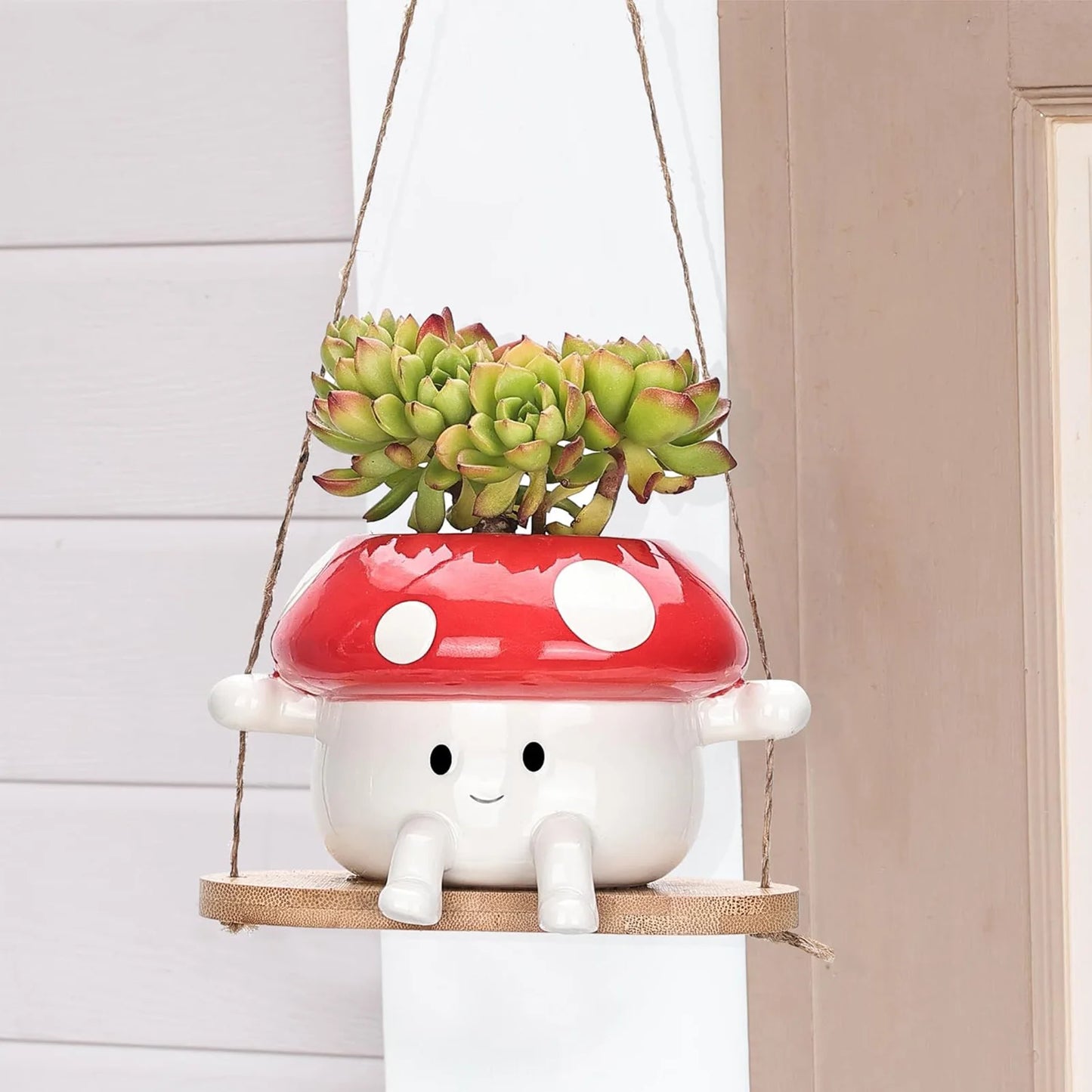 Niedlicher Schaukel Pilz Blumentopf – Mini Hängender Pflanztopf | Desktop Vase für Wohnzimmer & Schlafzimmer Deko Kaufschwan®