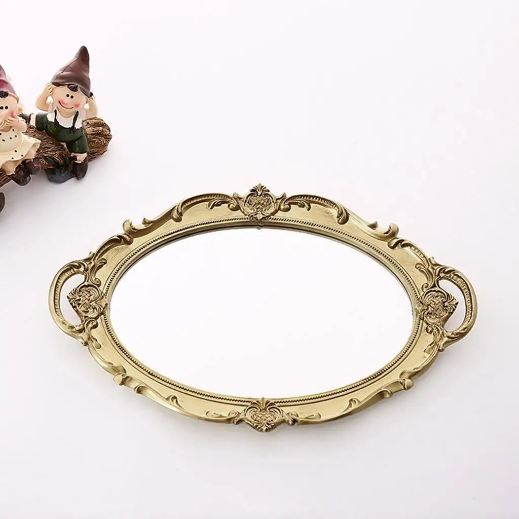 Vanity-Tablett im Europäischen Retro-Stil – Schmuck-, Kosmetik- & Parfum-Ablage mit Spiegel für Schminktisch & Wohndekoration Kaufschwan®