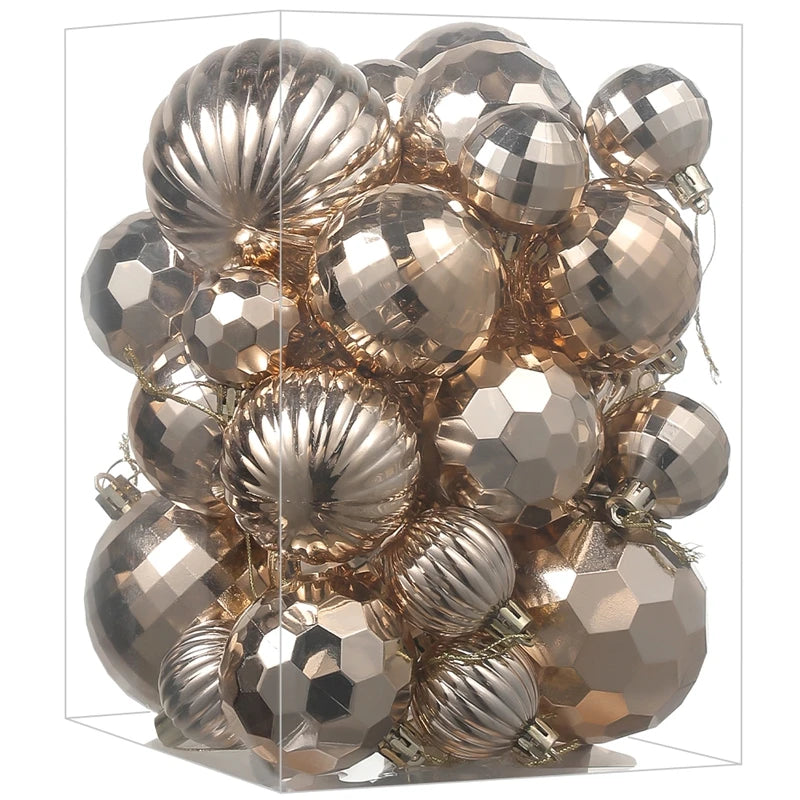 30 Stück Weihnachtskugeln – 4/6/8CM Bruchsichere Kunststoff Kugeln | Weihnachtsbaum Deko für Zuhause & Neujahr Kaufschwan® Sekt 4-8cm