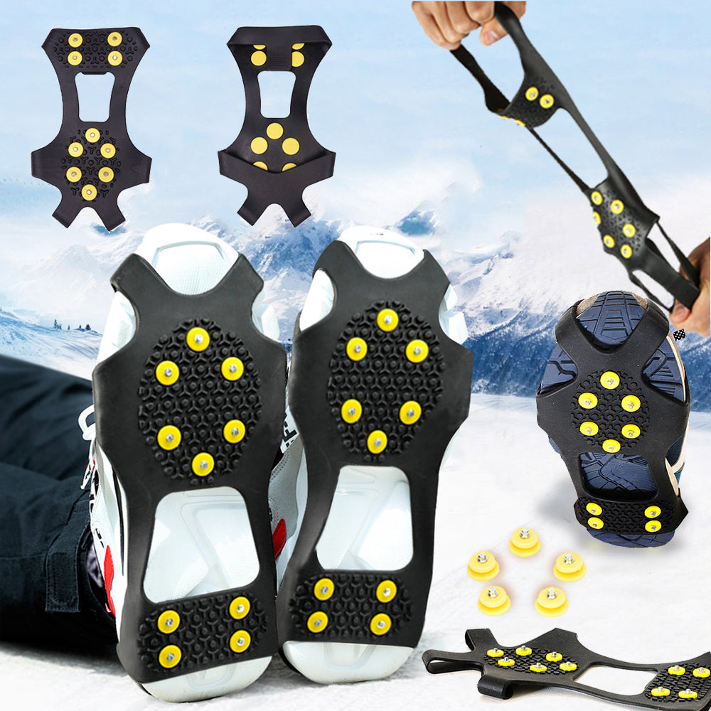 10 Zacken Schnee & Eis Anti-Rutsch Schuhspikes – Thermoplastische Elastomer Steigeisen Überzüge für Winter Wandern & Klettern Kaufschwan®