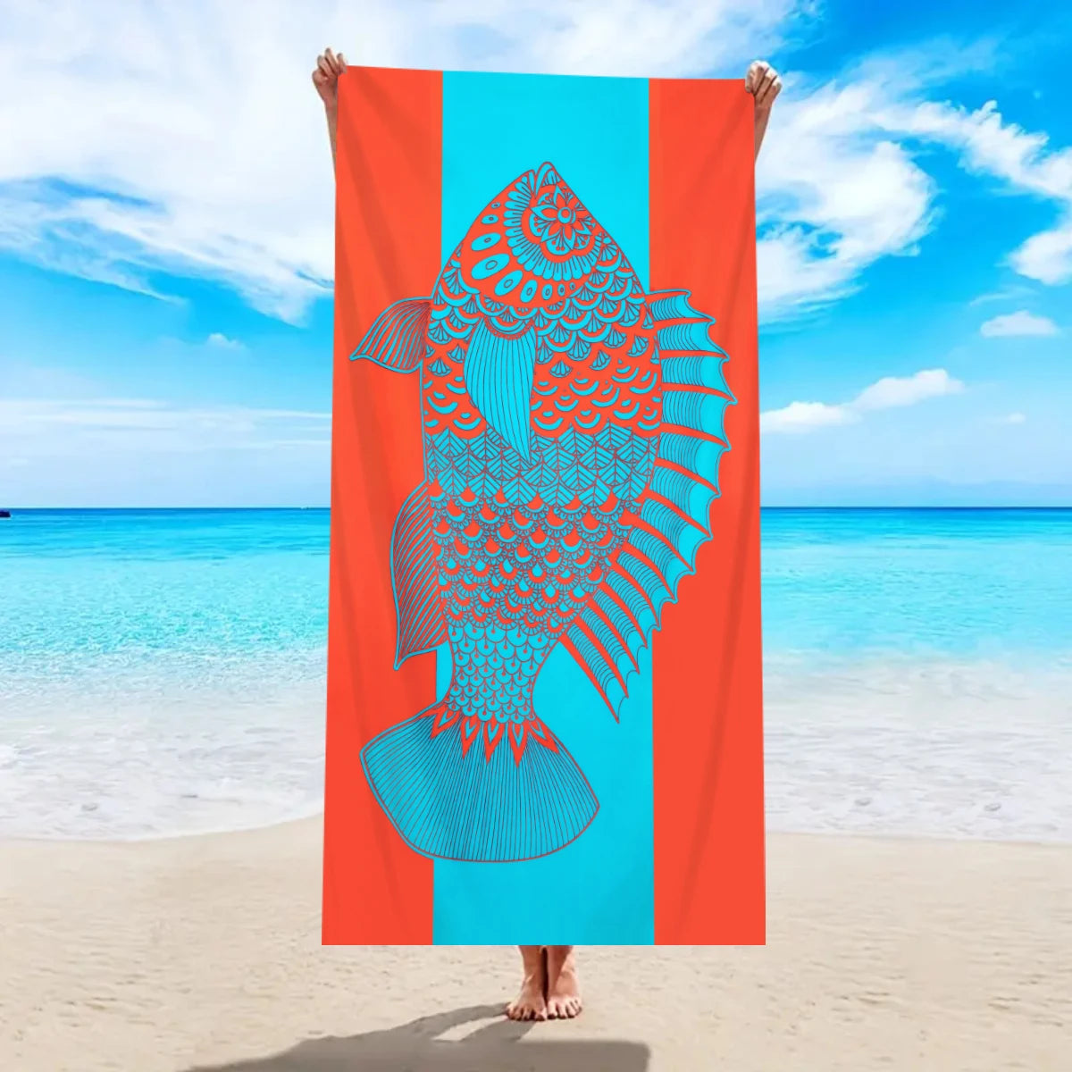 Großes Strandtuch aus Ultrafeiner Mikrofaser – Schnell Trocknend & Saugfähig | Multifunktionales Schwimm- & Reisetuch Kaufschwan® Design 5 150x75cm