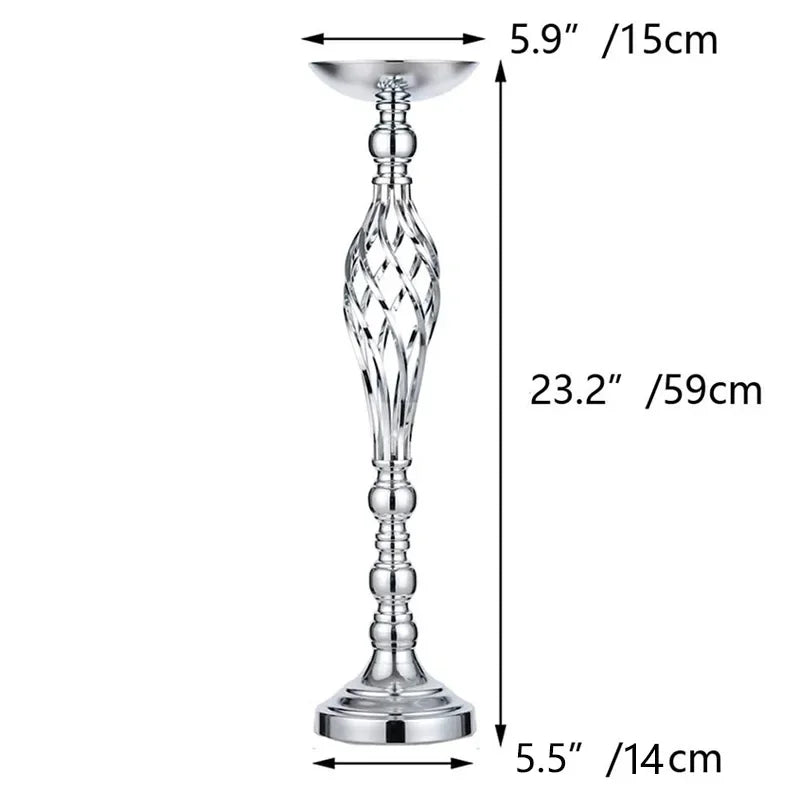 Goldfarbener Eisen Kerzenhalter – Gedrehter Tisch Kerzenständer im Vasenstil für Zuhause, Hochzeit & Blumendekoration Kaufschwan® Silber L 2 Stück