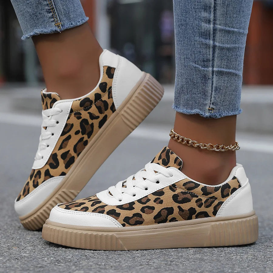 Damen Sneaker mit Leopardenmuster – Retro Chunky Casual Schuhe | Bequemes Flach-Design & Vielseitige Mode Kaufschwan®