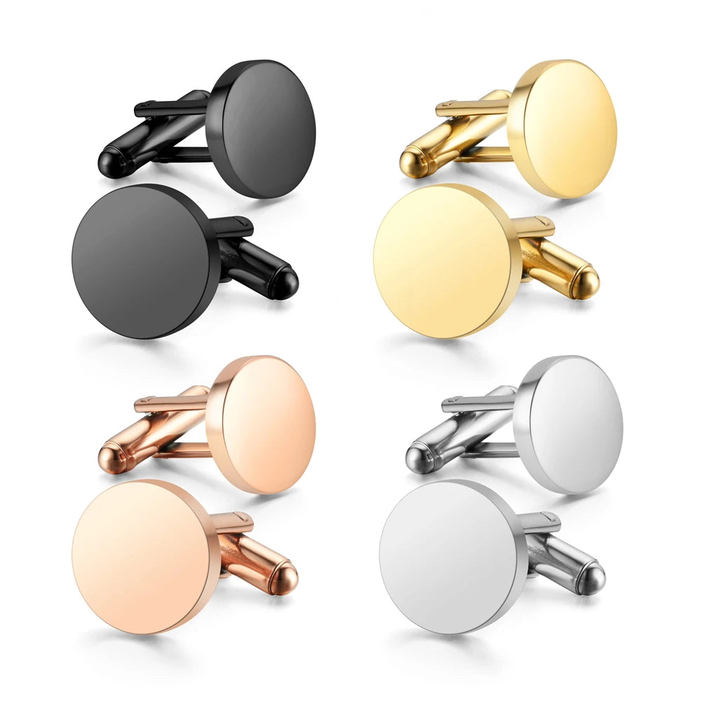 Edelstahl Manschettenknöpfe Blanko Rund – Hochglanzpoliert | DIY Schmuck Zubehör für Gravur & Personalisierung (15mm/18mm/20mm) Kaufschwan®