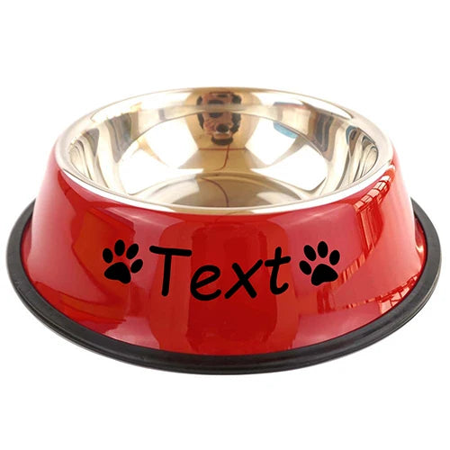 Personalisierter Haustier Futternapf – Edelstahl Schüssel mit Wunschname für Hunde & Katzen Kaufschwan® Rot 15cm