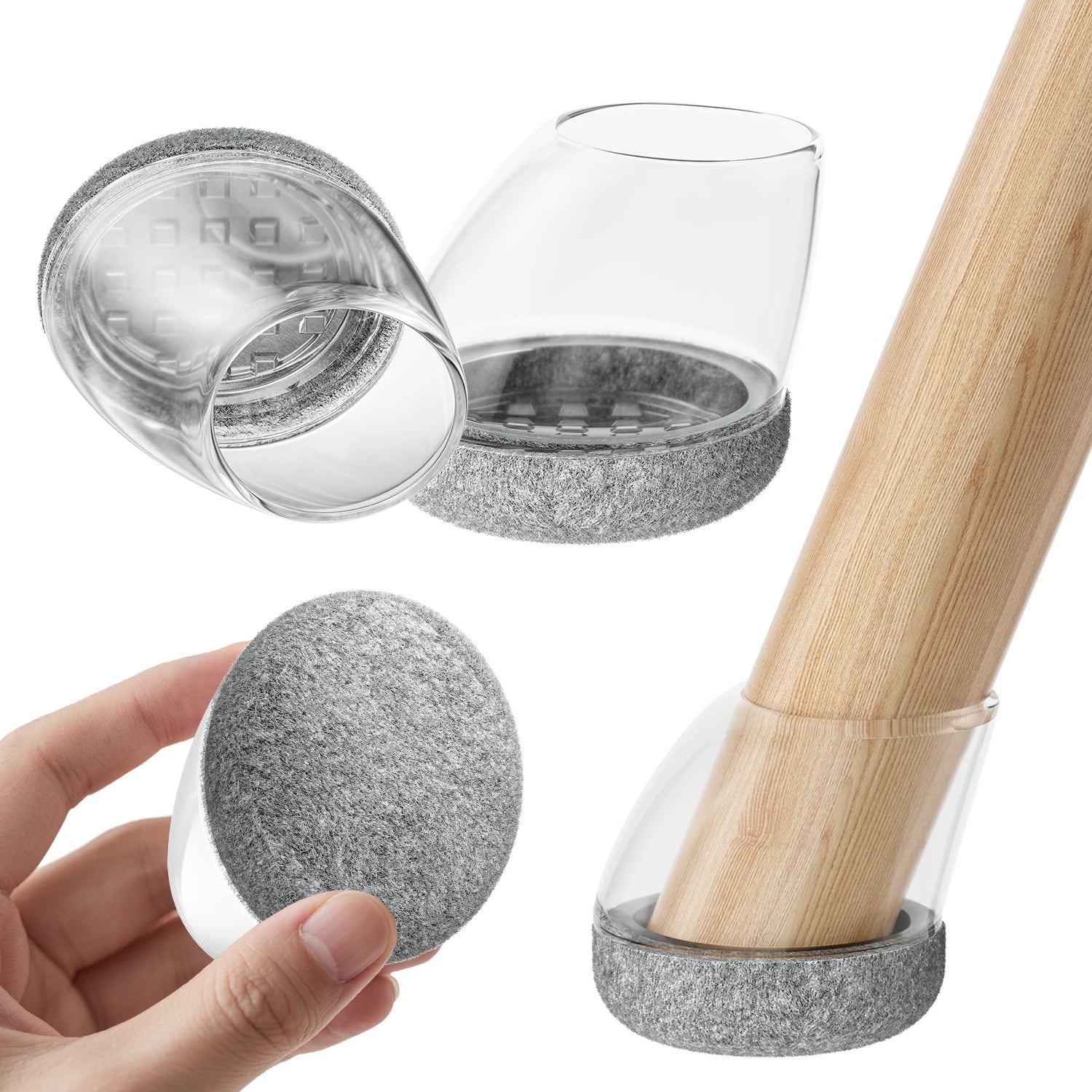 16 Stück Silikon Stuhlbein Schützer – Runde Filz Möbelkappen für 15°–25° Geneigte Stuhlbeine | Schutz für Holzböden Kaufschwan® Grau - 19-25mm