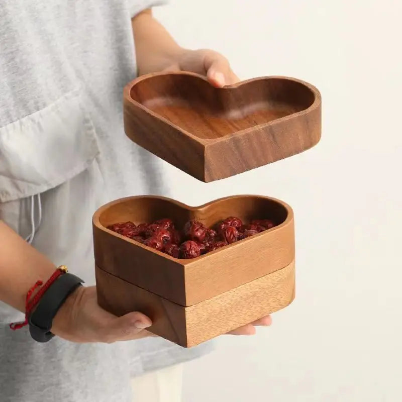 Herzförmige Holz Teller – Dessert- & Sushi Serviertablett | Süßigkeiten Schale Dekorative Holzplatte für Valentinstag Kaufschwan®