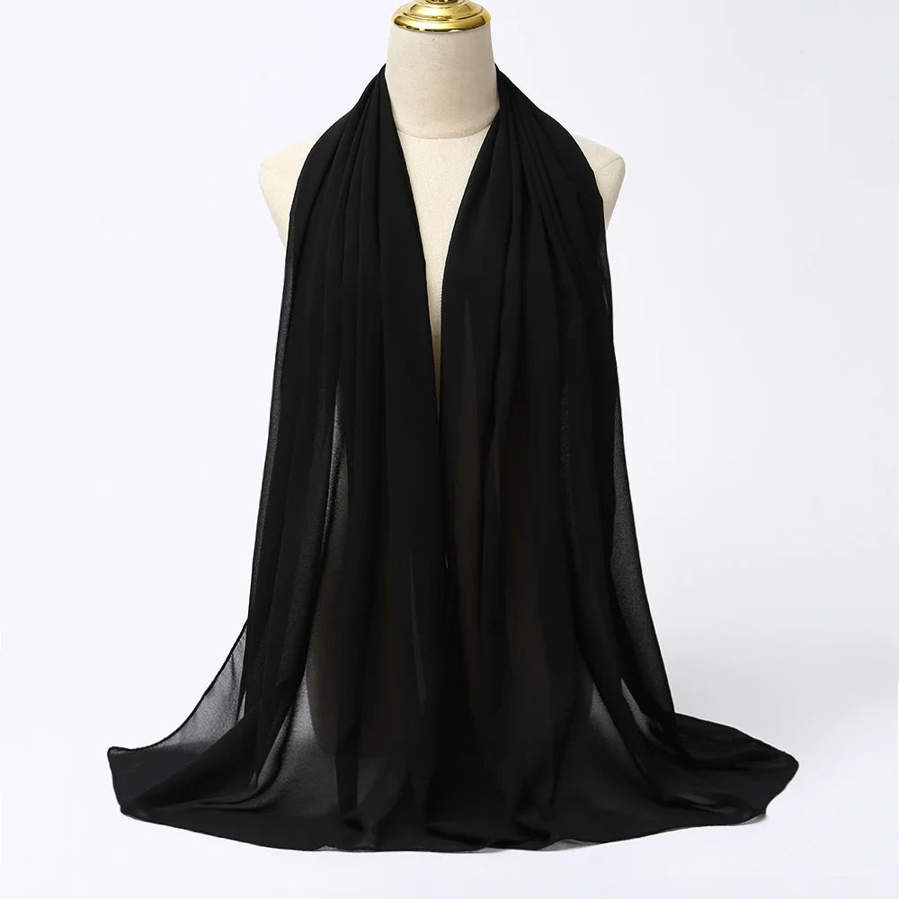Muslimischer Chiffon Hijab Schal – Damen Langer Einfarbiger Kopf Schal | Eleganter Jersey Schleier & Modisches Umschlagtuch