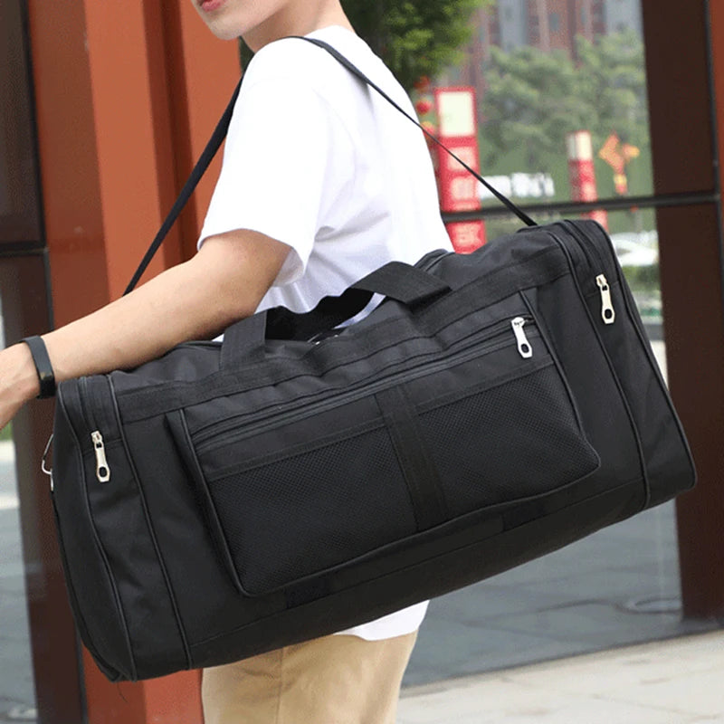 Große Aufbewahrungstasche – Wasserdichte Outdoor Reisetasche | Tragbare Weiche Damen Duffle Bag in Schwarz & Grün Kaufschwan®