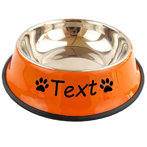 Personalisierter Haustier Futternapf – Edelstahl Schüssel mit Wunschname für Hunde & Katzen Kaufschwan® Orange 15cm
