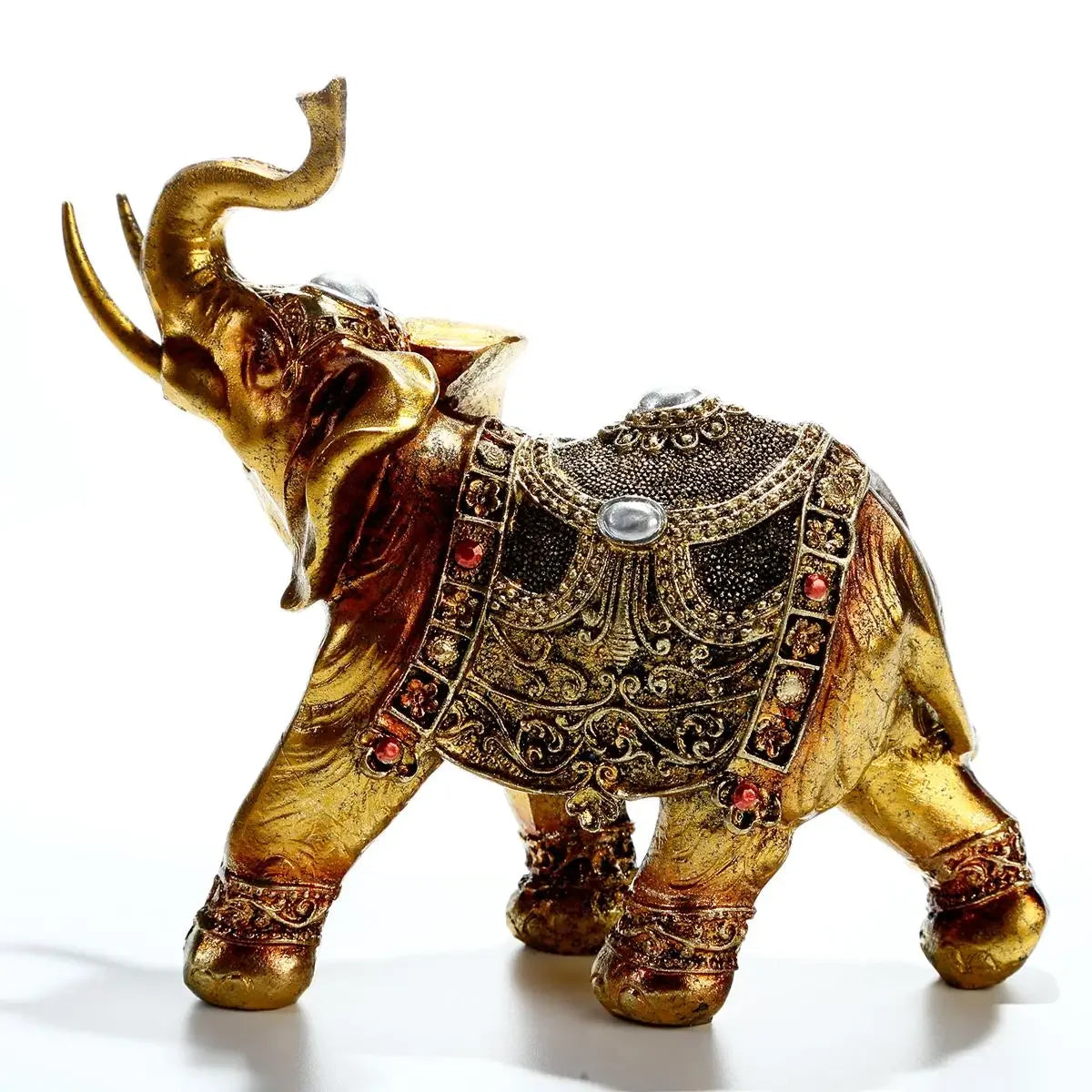 Elefanten Resin Dekoration – Handgefertigte 3D Skulptur als Hochzeitsgeschenk und Wohnaccessoire für Regal und Wohnzimmer Kaufschwan® Goldener Elefant