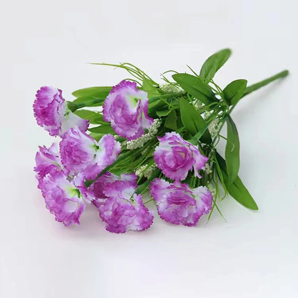 1 Strauß Künstliche Nelken – Realistischer Kunststoff-Blumenstrauß für Zuhause, Terrasse, Garten, Party & Hochzeitsdekoration Kaufschwan® Lila