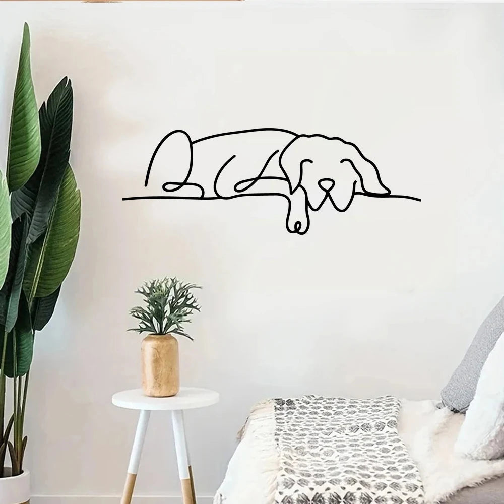 Metall Hunde Wanddeko – Minimalistisches Metall Wandbild für Wohnzimmer Kaufschwan®