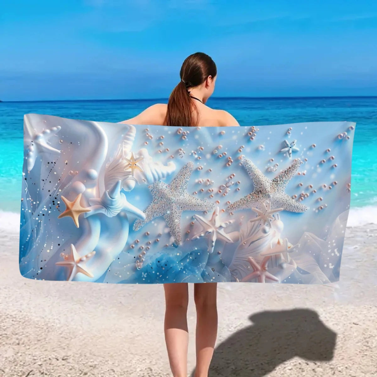 Strandtuch mit Ozean-Motiv – Schnell Trocknendes Mikrofaser Handtuch | Multifunktionales Handtuch für Sport, Schwimmen & Fitness Kaufschwan®