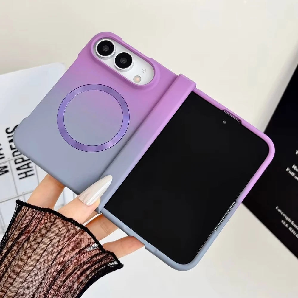 Magnetische Schutzhülle mit Farbverlauf für iPhone Duo – MagSafe-Kompatible Matte Hart-PC-Hülle mit Scharnierschutz Kaufschwan®