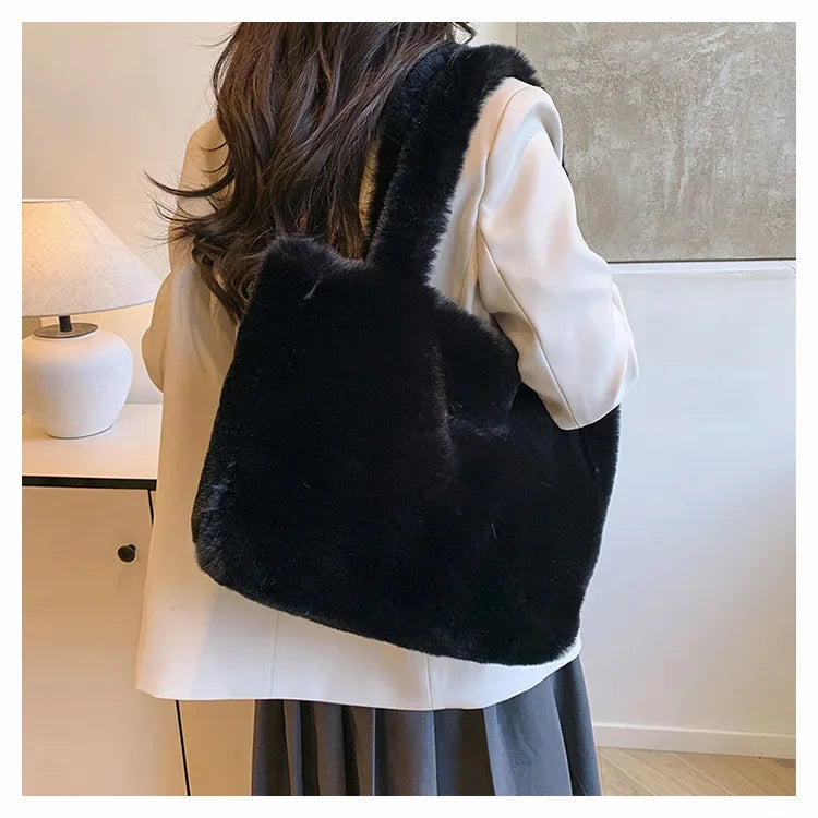 Herbst Winter Plüsch Tote Bag – Damen Modische Schultertasche | Vielseitige weiche Handtasche Kaufschwan®