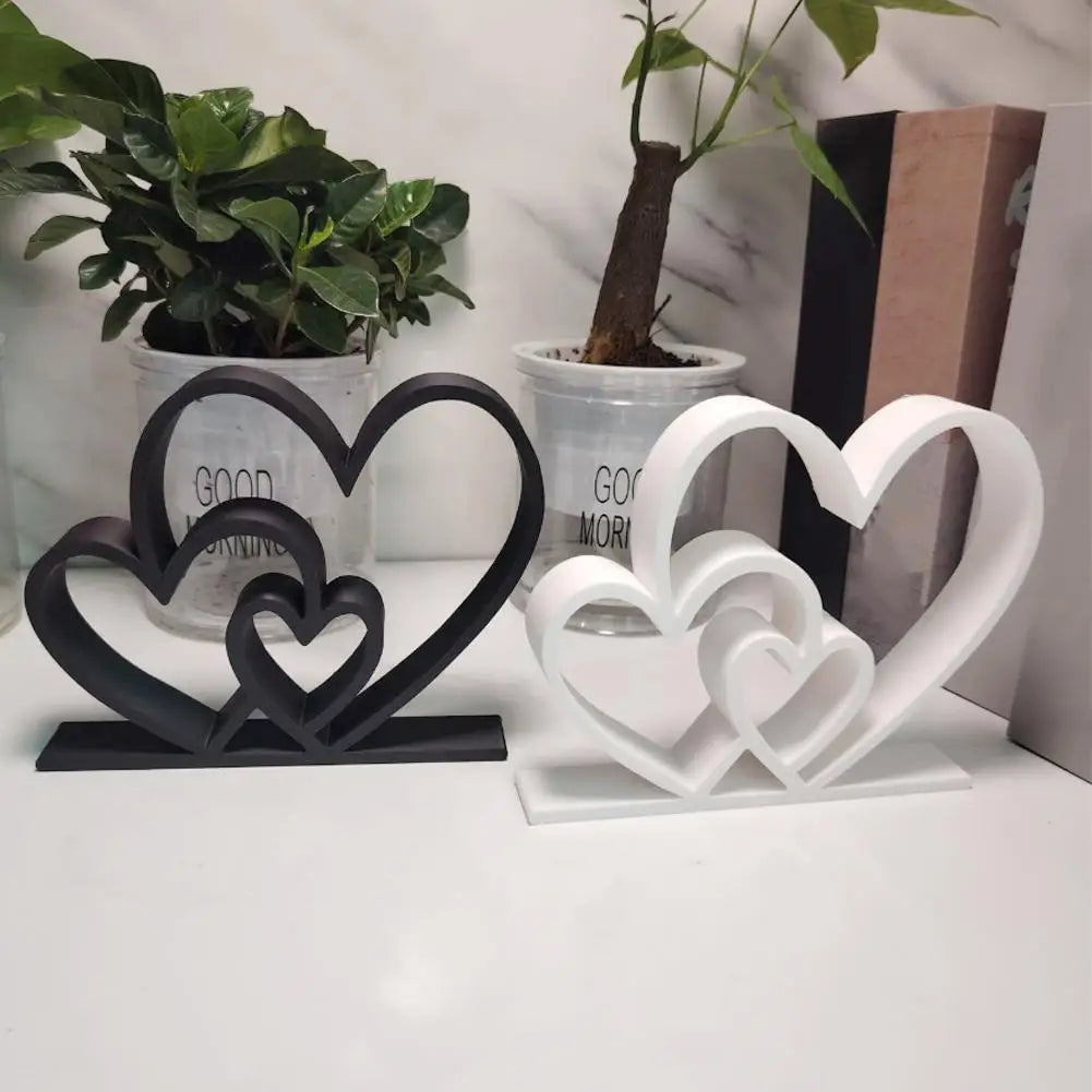 Herz Skulptur Valentinstag Geschenk – Schwarz Weiß Moderne Minimalistische Liebesdekoration für Regal und Tisch Kaufschwan®