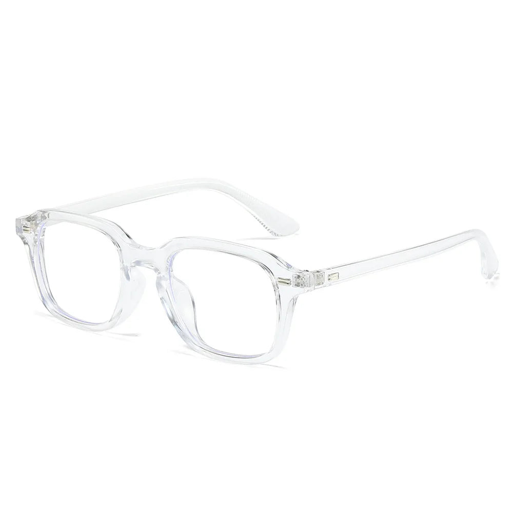 Quadratische Anti-Blau-Licht Brille – Unisex Transparentes Gestell für Damen & Herren | Modische Computerbrille mit Nieten-Design Kaufschwan® Transparent