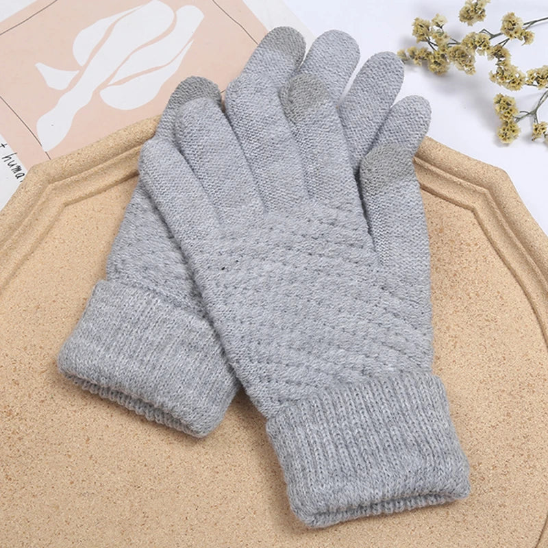 Winter Touchscreen Strickhandschuhe – Warme Unisex Vollfinger Handschuhe | Verdickte Strickhandschuhe aus Kunstwolle für Damen & Herren Kaufschwan®