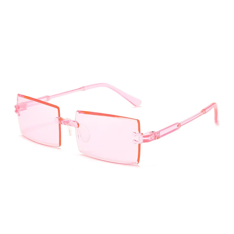 Modische randlose rechteckige Sonnenbrille – Bunte Sonnenbrille mit UV400-Schutz für Damen, ideal für Sommer, Freizeit im Freien und Reisen Kaufschwan®