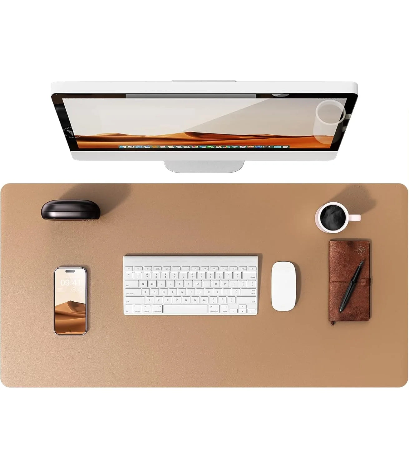 Große PU Leder Schreibtischunterlage – Rutschfeste Office Tischmatte und Laptop Schutzauflage