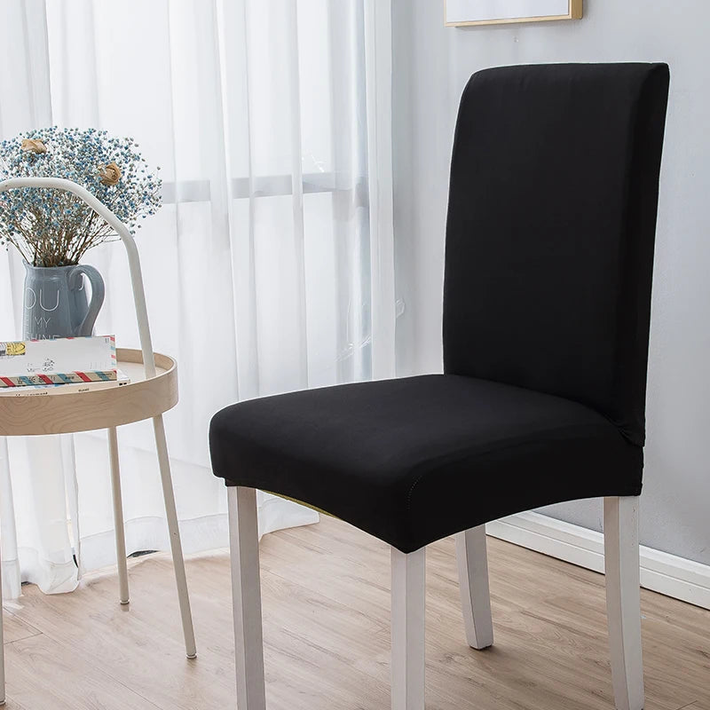 Einfarbige Milk Silk Stuhlbezüge – Elastische Stuhlüberzüge als Schutz für Wohnzimmer, Hochzeit, Esszimmer, Bankett & Büro Kaufschwan® Schwarz 2 Stück