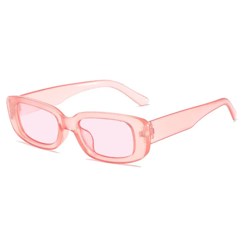 Vintage-Sonnenbrille in Gelee-Farben – Rechteckige Sonnenbrille mit kleinem Rahmen und UV400-Schutz für Damen und Herren Kaufschwan® Rosa