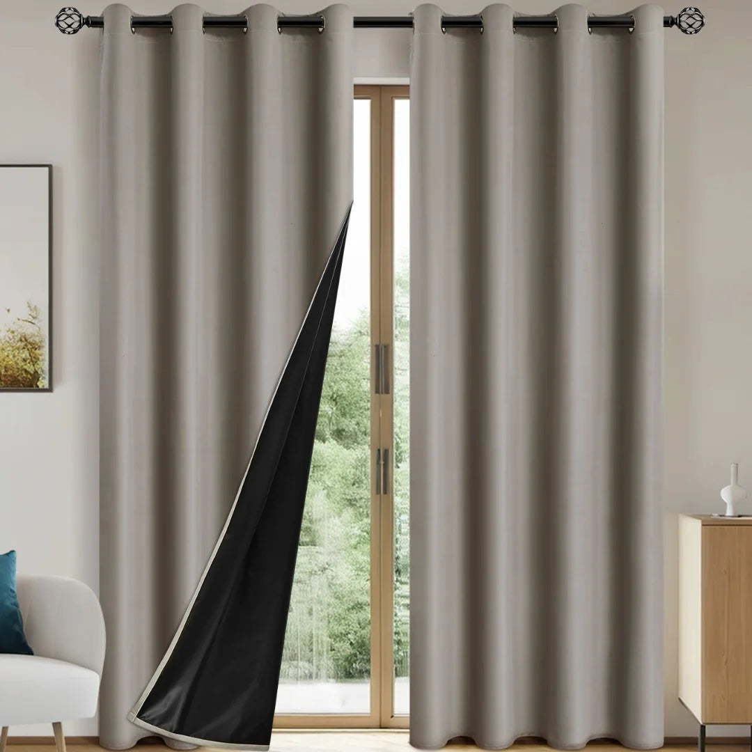Einfarbiger 100% Verdunkelungsvorhang mit Ösen Voller Sichtschutz für Schlafzimmer Wohnzimmer Kaufschwan® Khaki 100X250cm - 1 Stück Ösenverschluss
