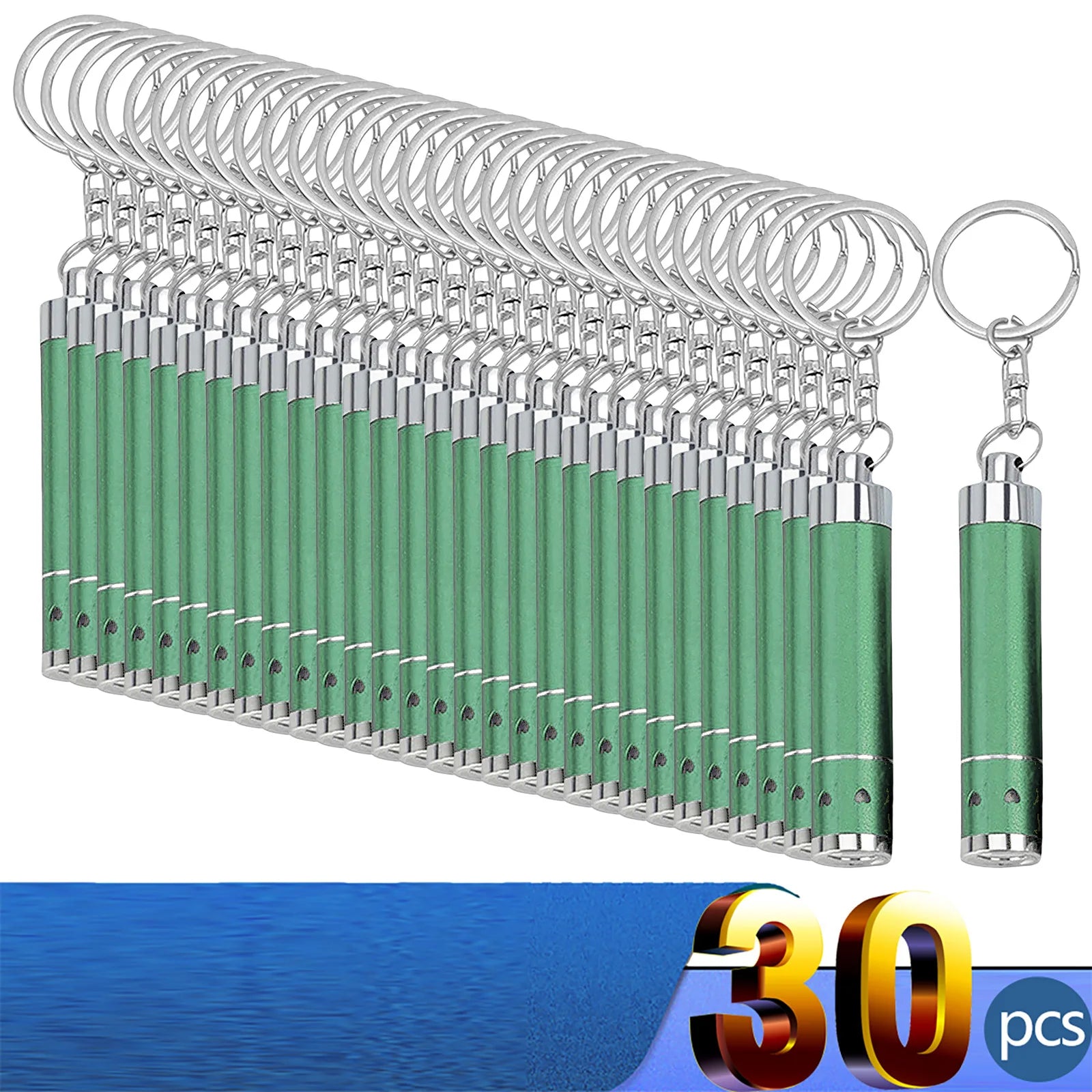 30 Stück Personalisierte LED-Schlüsselanhänger Taschenlampen – Mit Firmenlogo | Superhelle Mini-Leuchte für Werbung & Events Kaufschwan® 30 Stück Grün