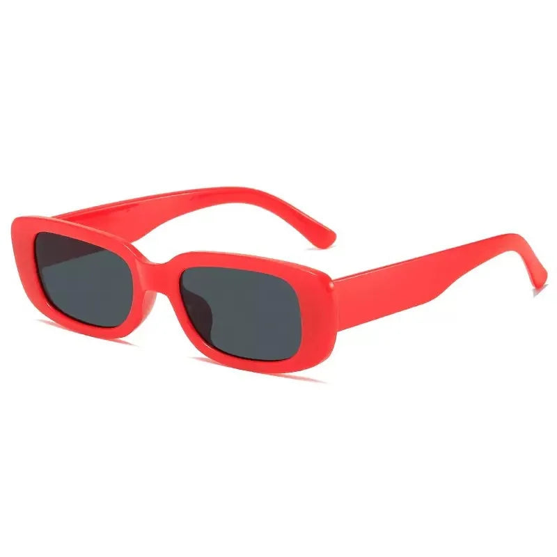 Vintage-Sonnenbrille in Gelee-Farben – Rechteckige Sonnenbrille mit kleinem Rahmen und UV400-Schutz für Damen und Herren Kaufschwan® Rot/Schwarz