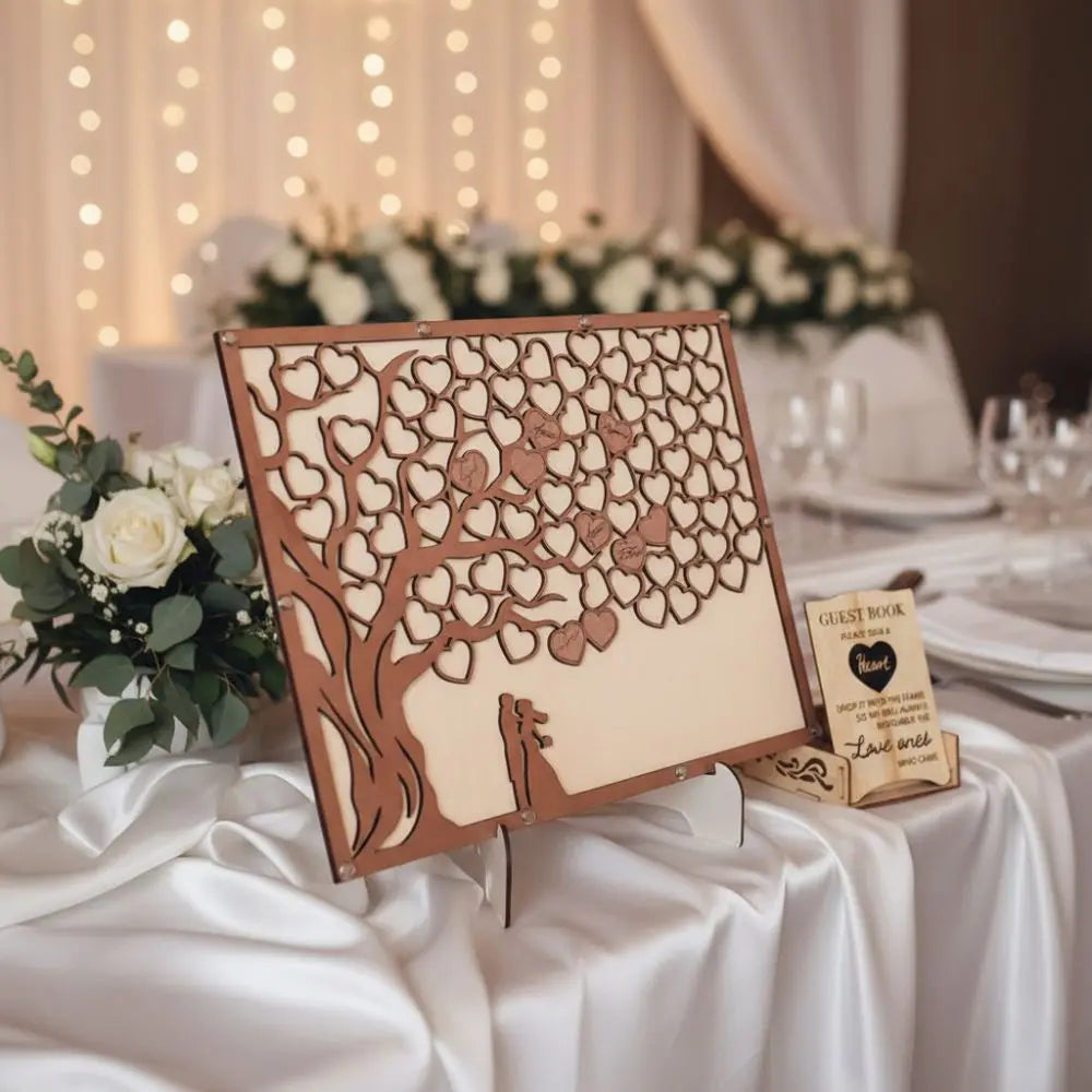 Holz Herzen Gästebuch Hochzeit – Rustikale Alternative mit Rahmen Kaufschwan®
