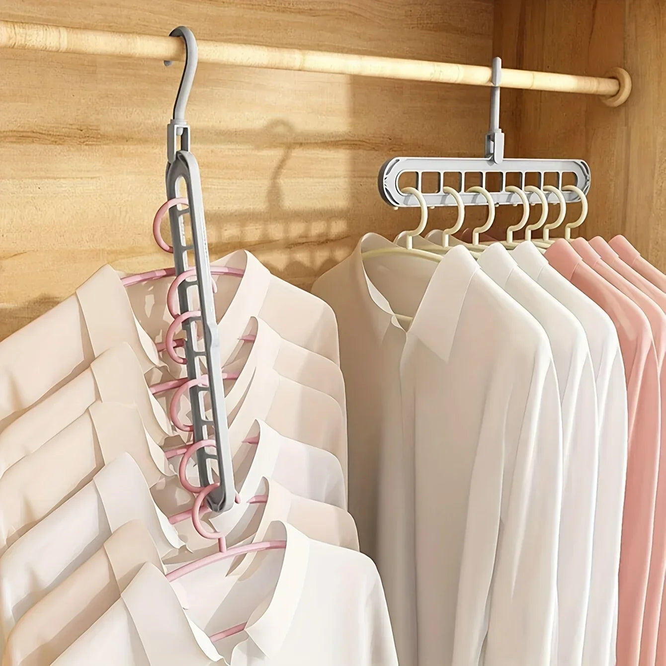 Kunststoff 9 Loch Faltbare Kleiderbügel – Robuster Platzsparender Organizer für Kleiderschrank und Garderobe Kaufschwan®