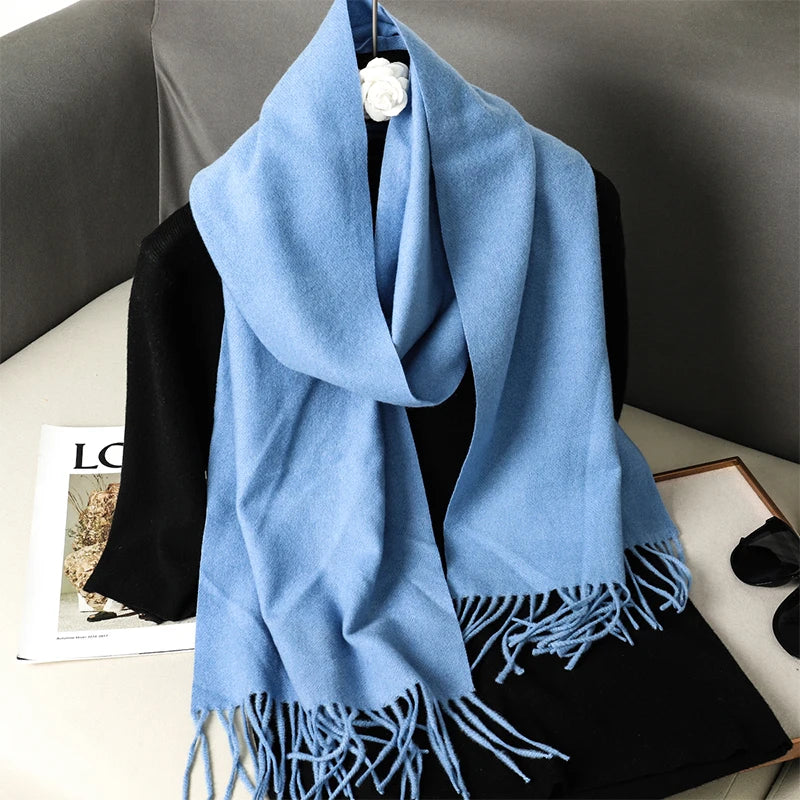 Bunte Winter Schals für Damen | Langer Kaschmir-Optik Wärmeschal | Einfarbig Hijab, Umschlagtuch & Pashmina Kopftuch