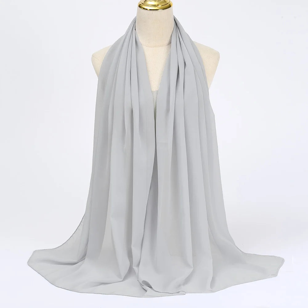 Muslimischer Chiffon Hijab Schal – Damen Langer Einfarbiger Kopf Schal | Eleganter Jersey Schleier & Modisches Umschlagtuch