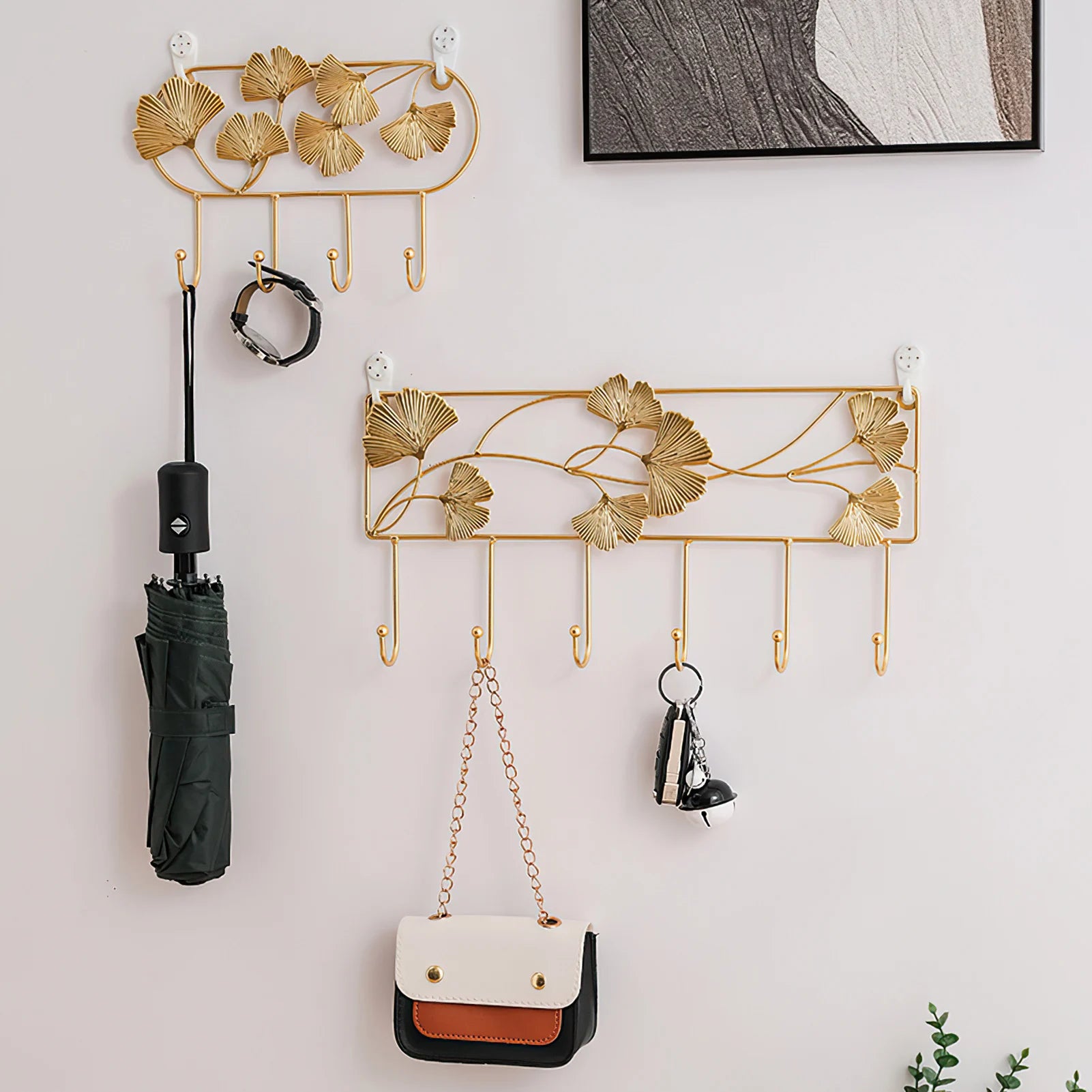 Wandhaken mit Ginkgo-Blatt Design – 3D Schmiedeeisen Wanddeko | Dekorativer Metallhaken für Schlüssel, Jacken, Handtücher & Flurdekoration Kaufschwan®